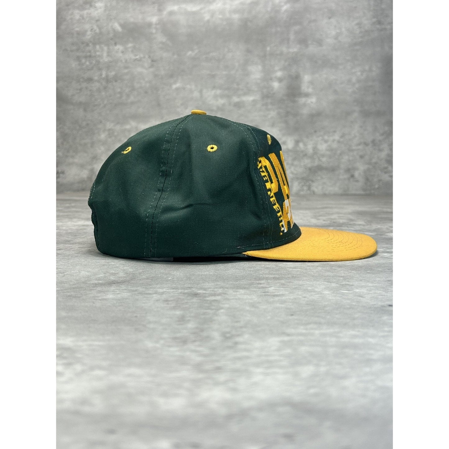 VTG 90s Green Bay Packers NFL Embroidered Spellout Football Snapback Hat OSFA