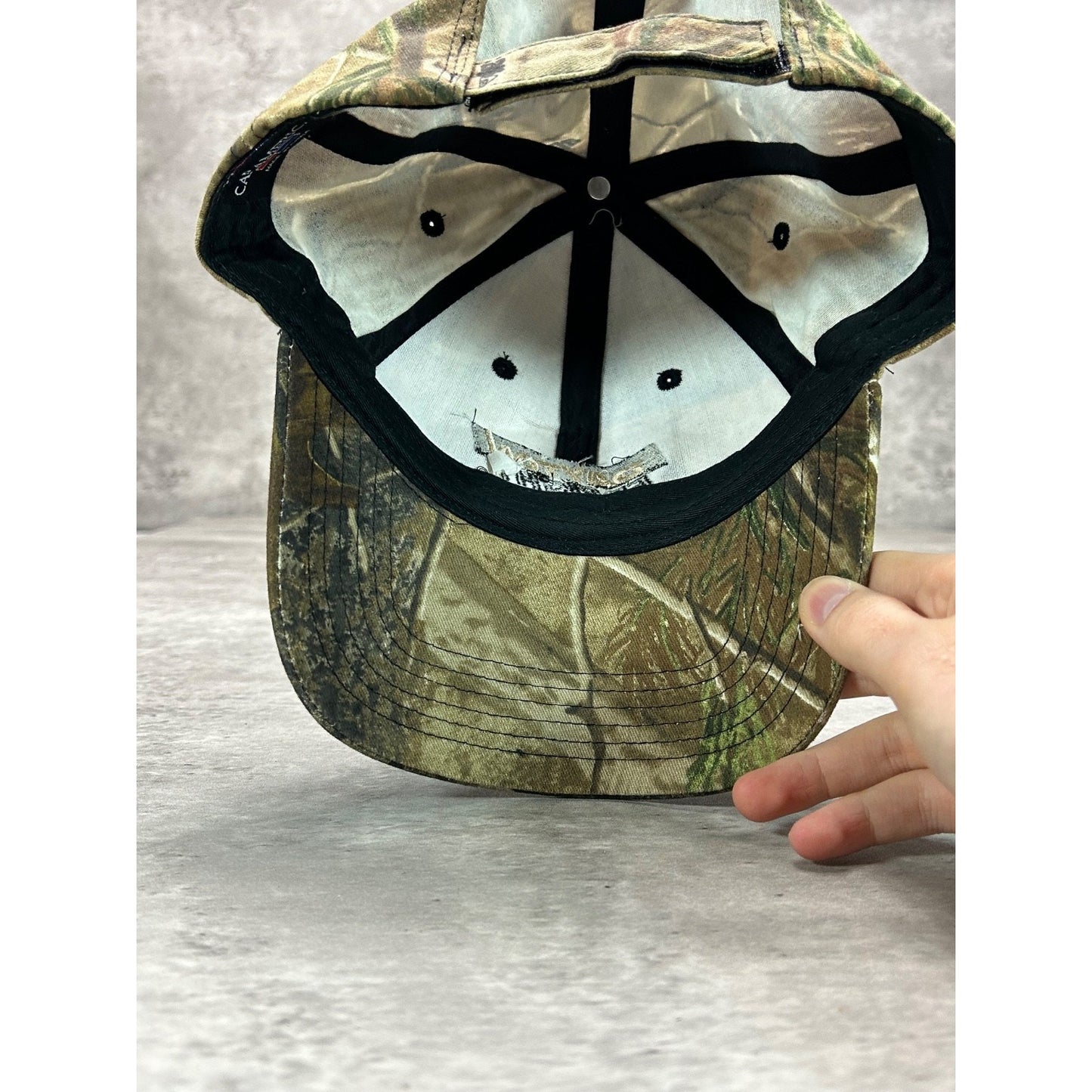 Vintage Dayton Freight Tree Camo Embroidered Spellout Hunting Strapback Hat OSFA