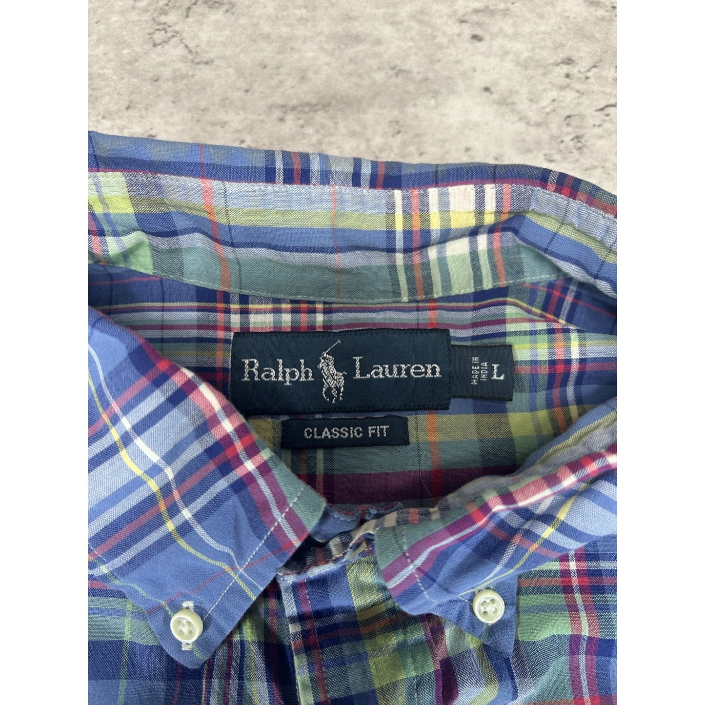 VTG Polo Ralph Lauren Plaid Short Sleeve Reworked Cropped Button Up Shirt Size L