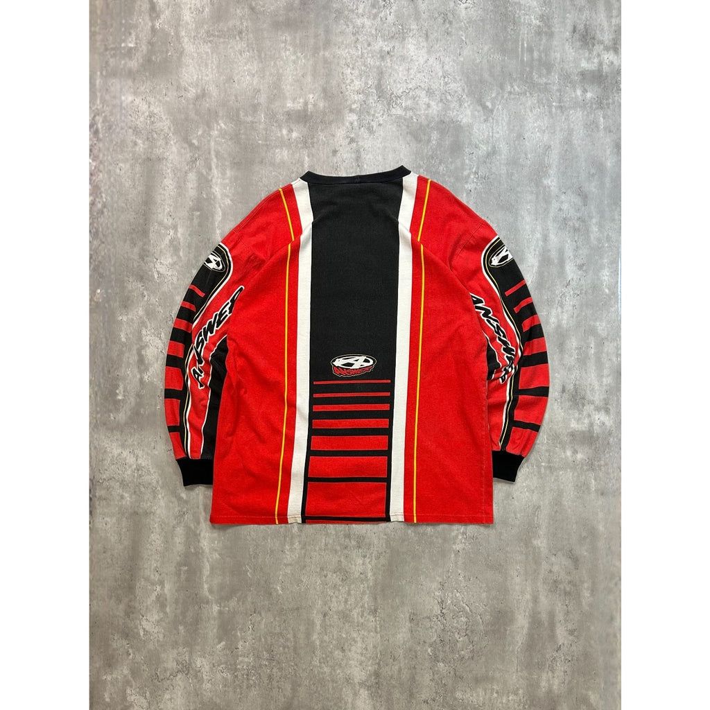 Vintage 90s Answer All Over Print Long Sleeve Motocross Jersey Size XL