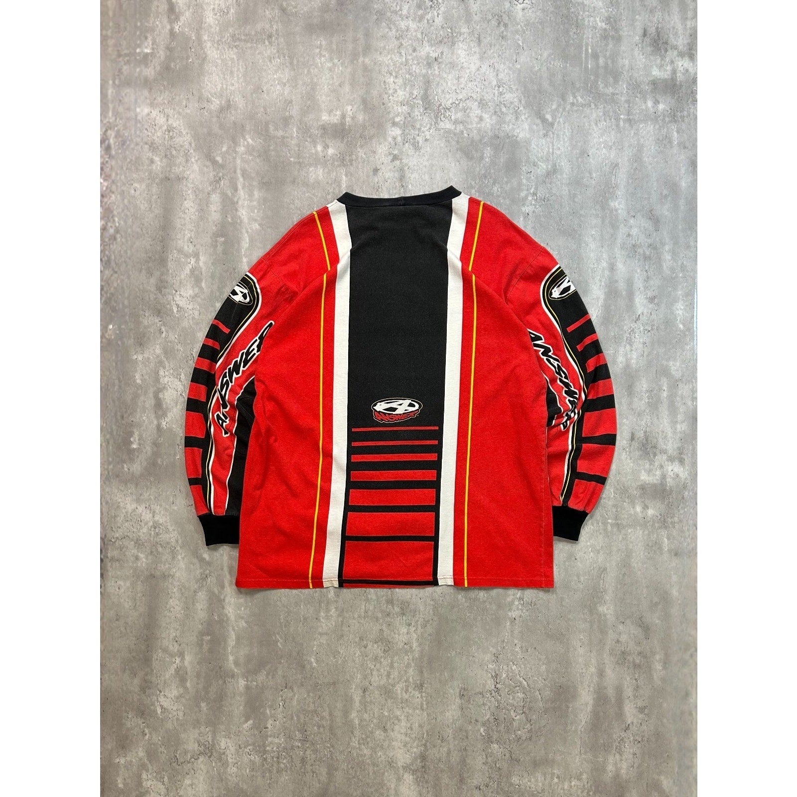 Vintage 90s Answer All Over Print Long Sleeve Motocross Jersey Size XL