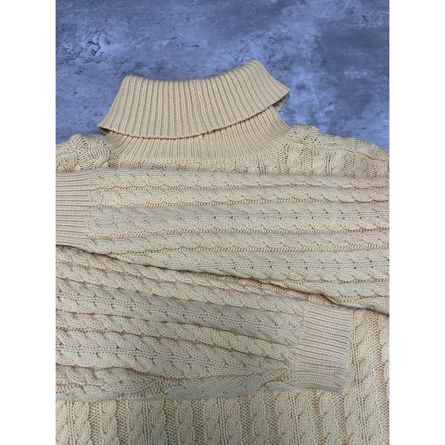 Vintage 90s Jeanne Pierre Cable Knit Turtle Neck Pull Over Sweater Size Small