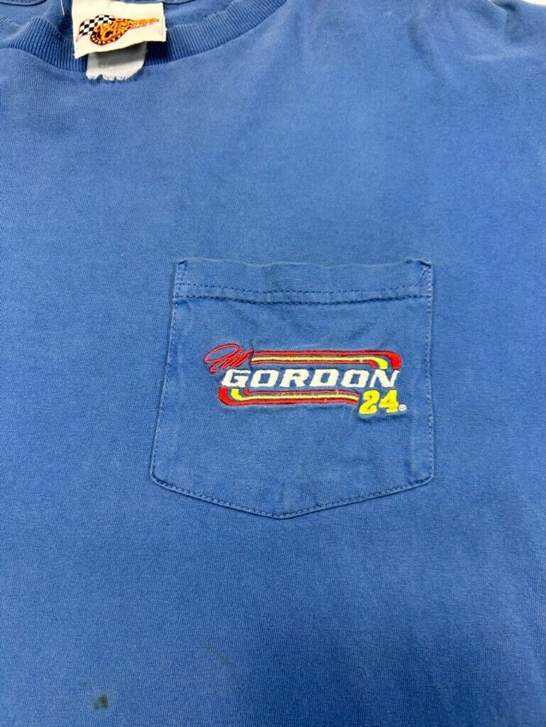 Vintage Jeff Gordon #24 Nascar Embroidered Pocket T-Shirt Size XL Blue