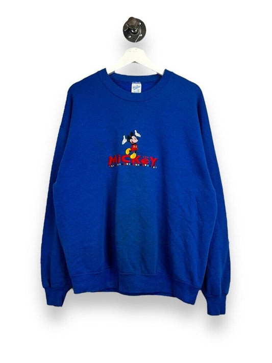 Vintage 80s Disney Mickey Mouse Embroidered Cartoon Graphic Sweatshirt Size XL