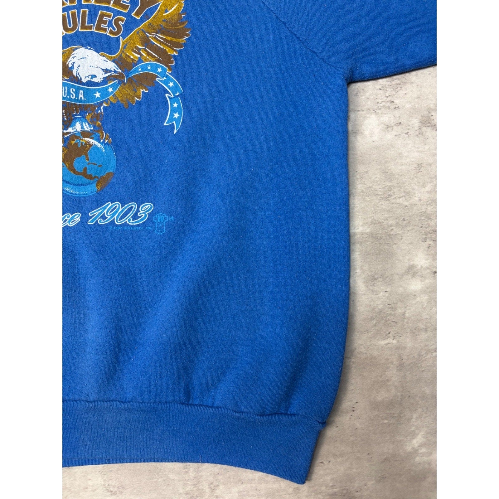 Vintage 1987 Harley Davidson Eagle Graphic Made In USA Sweatshirt Size Large