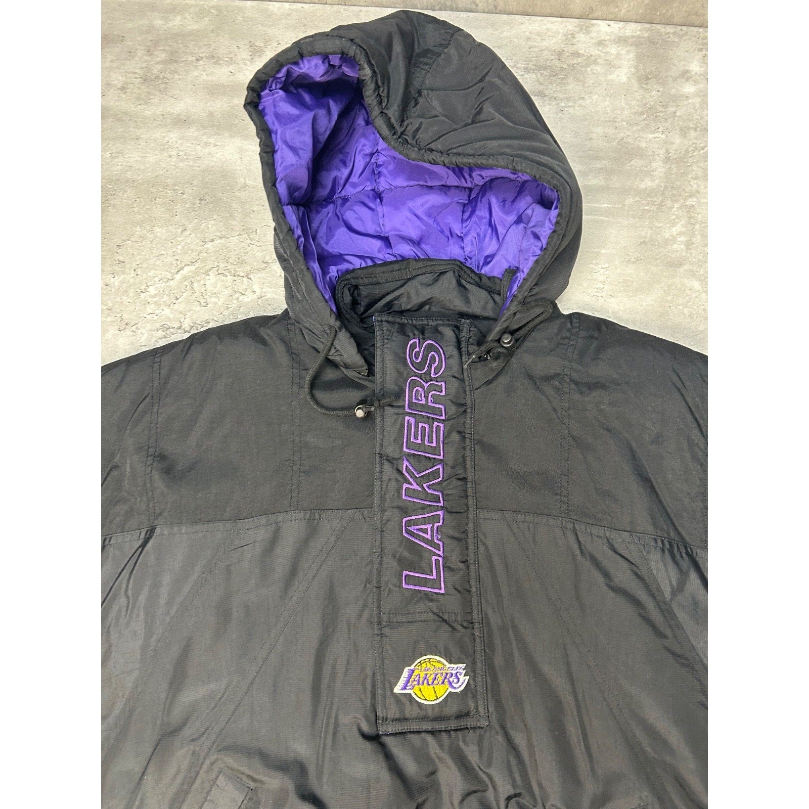 Vintage 90s Los Angeles Lakers NBA Starter 1/2 Zip Insulated Jacket Size Small