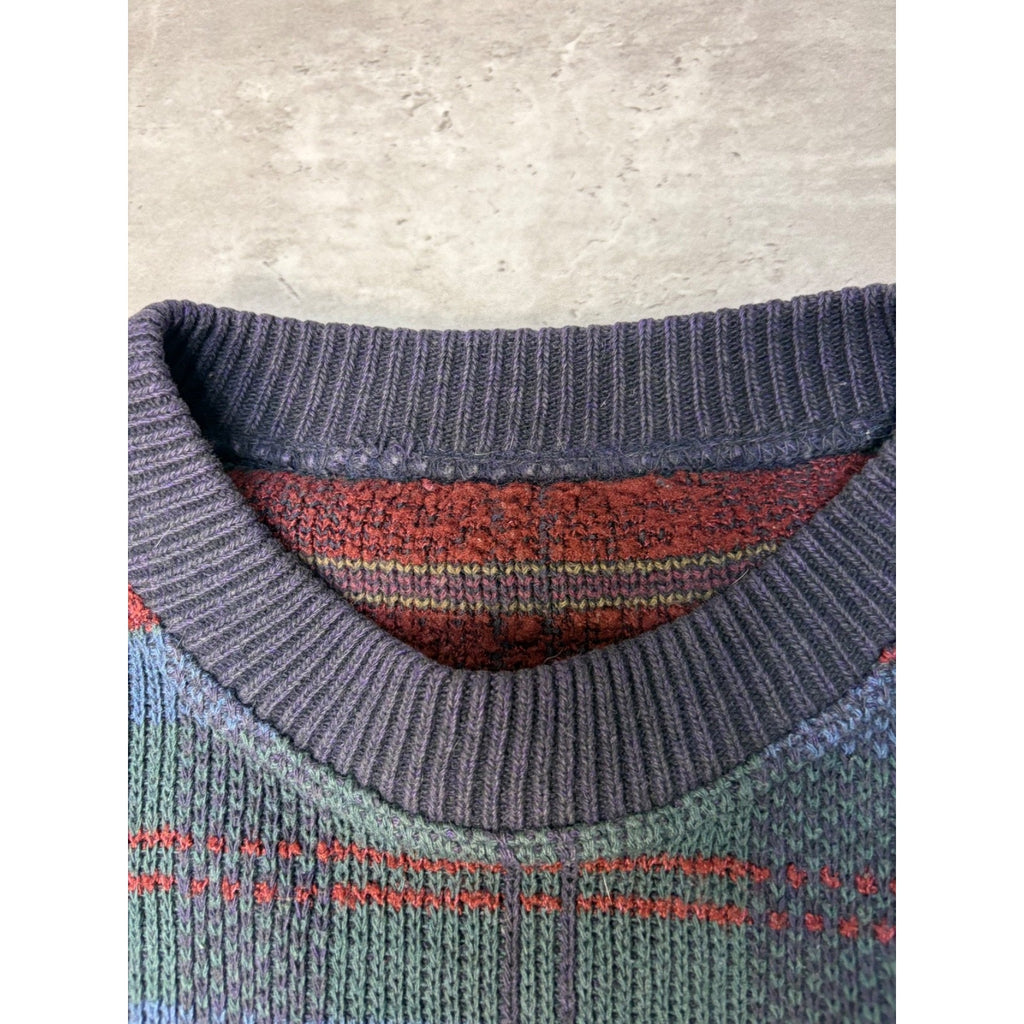 Vintage 90s Plaid Print Pullover Knit Sweater Size 2XL