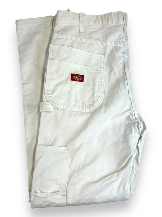 Vintage Dickies Canvas Work Wear Double Knee Painters Pants Size 35W White