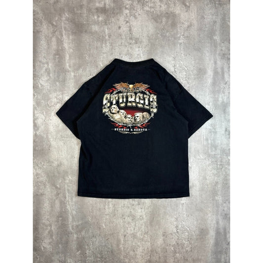 Sturgis Black Hills Rally Bald Eagle Motorcycle Graphic T-Shirt Size XL Black