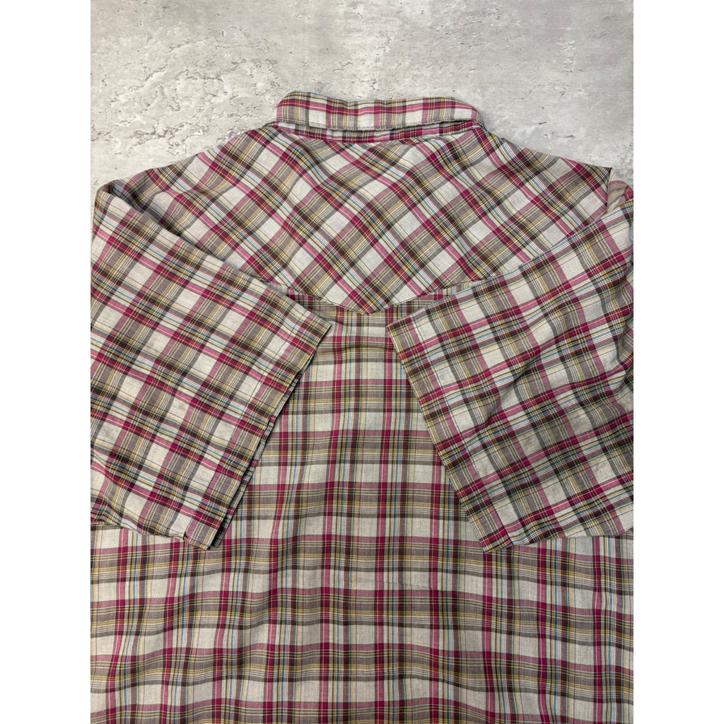 Vintage Wrangler Western Pearl Snap Plaid Cropped Button Up Shirt Size 2XL