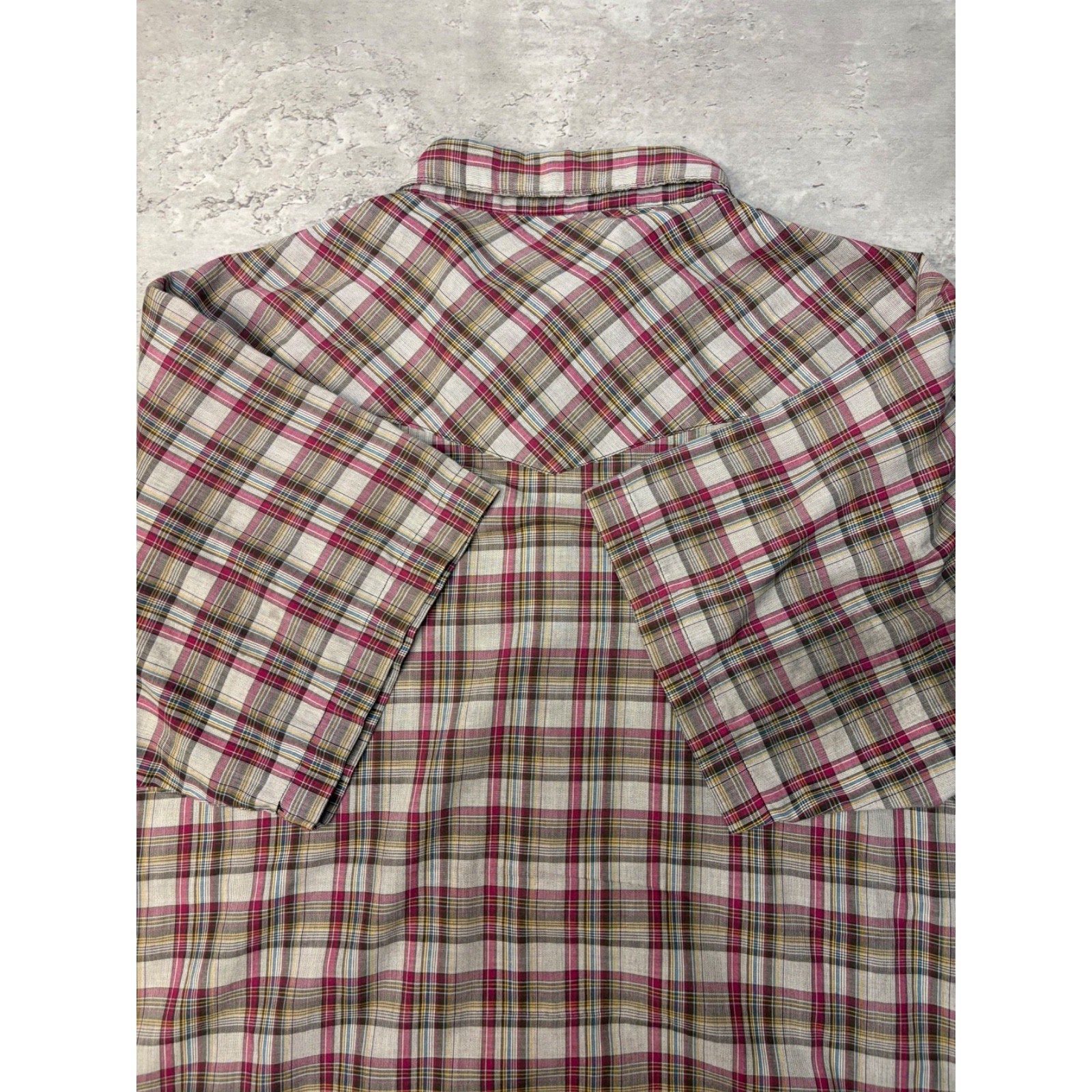 Vintage Wrangler Western Pearl Snap Plaid Cropped Button Up Shirt Size 2XL