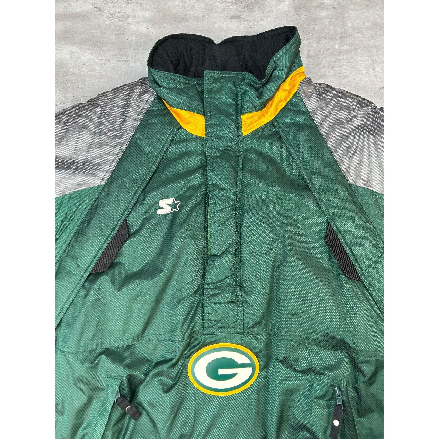 Vintage 90s Green Bay Packers NFL 1/2 Zip Insulated Starter Jacket Size Large