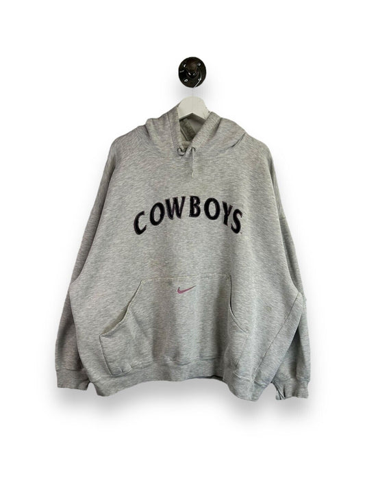 Vintage 90s Dallas Cowboys NFL Nike Middle Swoosh Hooded Sweatshirt Size 2XL