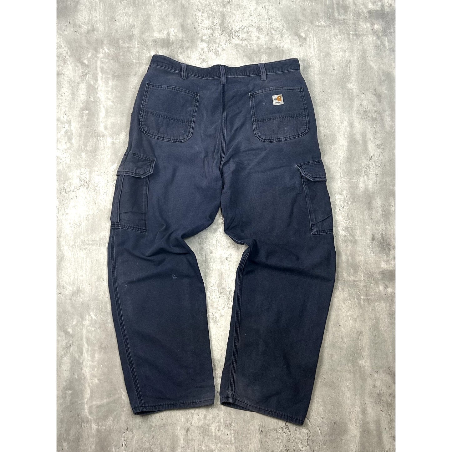 Carhartt FR NFPA 2112 Dungaree Fit Canvas Workwear Cargo Pants Size 38 Blue