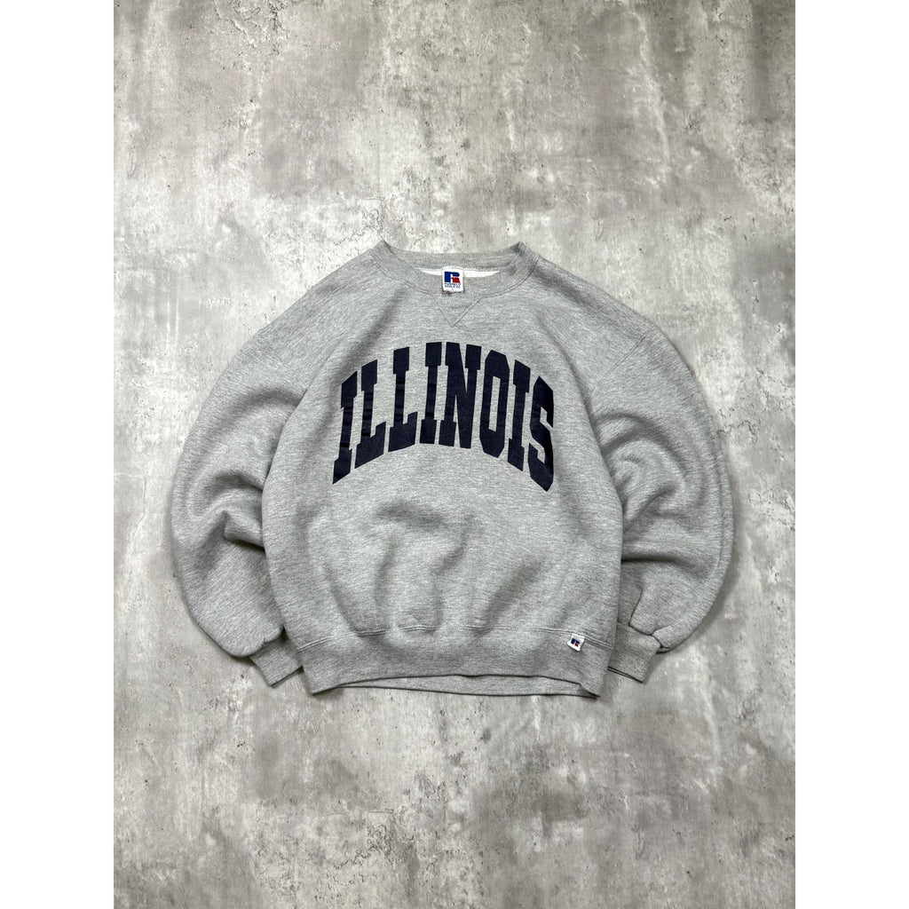 Vintage Illinois Fighting Illini NCAA Arc Spellout Graphic Sweatshirt Size Large