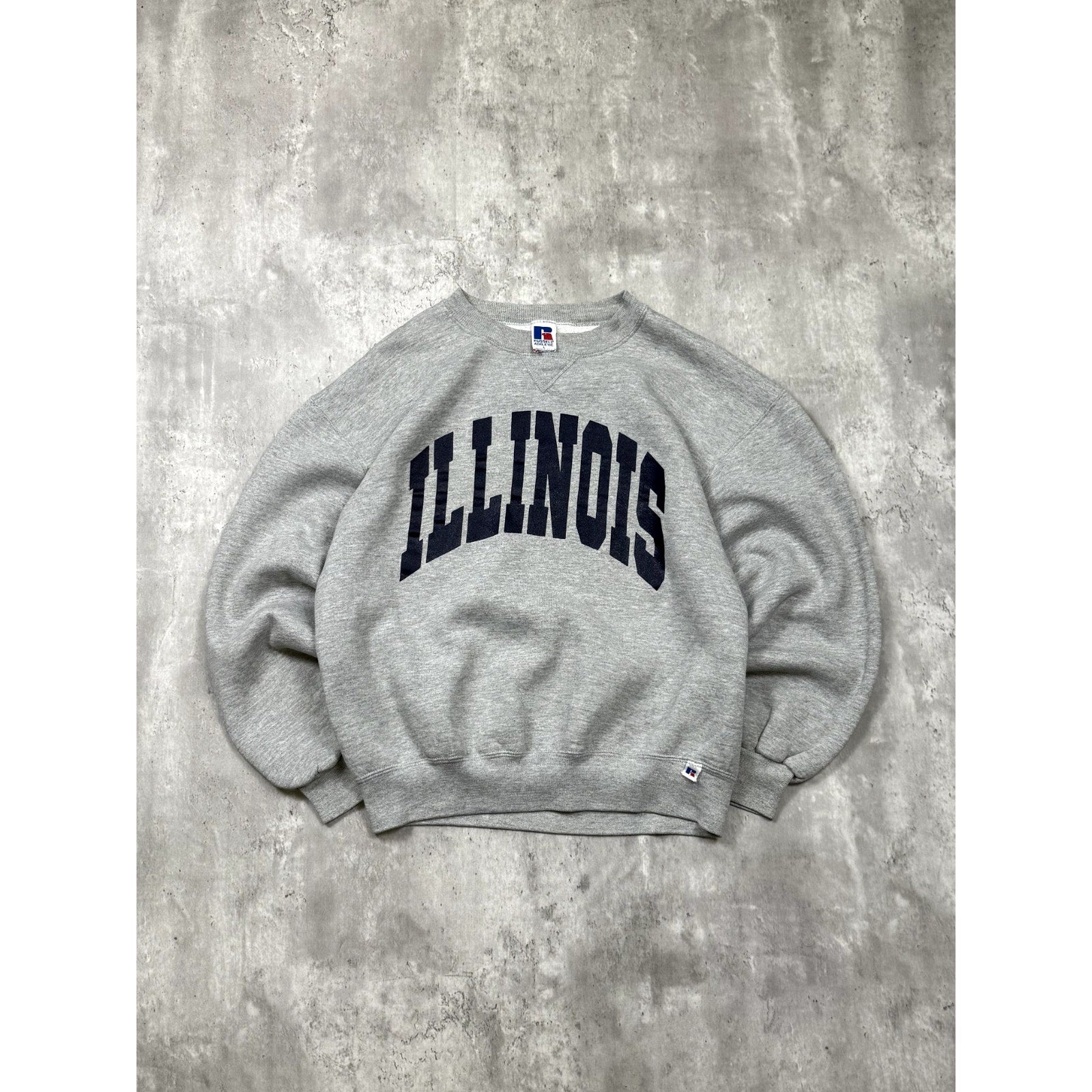 Vintage Illinois Fighting Illini NCAA Arc Spellout Graphic Sweatshirt Size Large