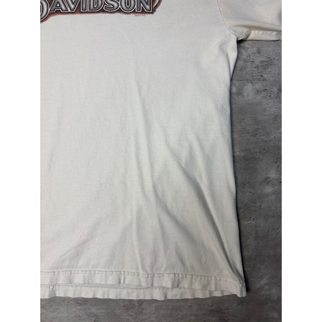 Vintage 2007 Harley Davidson Flame Graphic Spellout Long Sleeve T-Shirt Sz Large