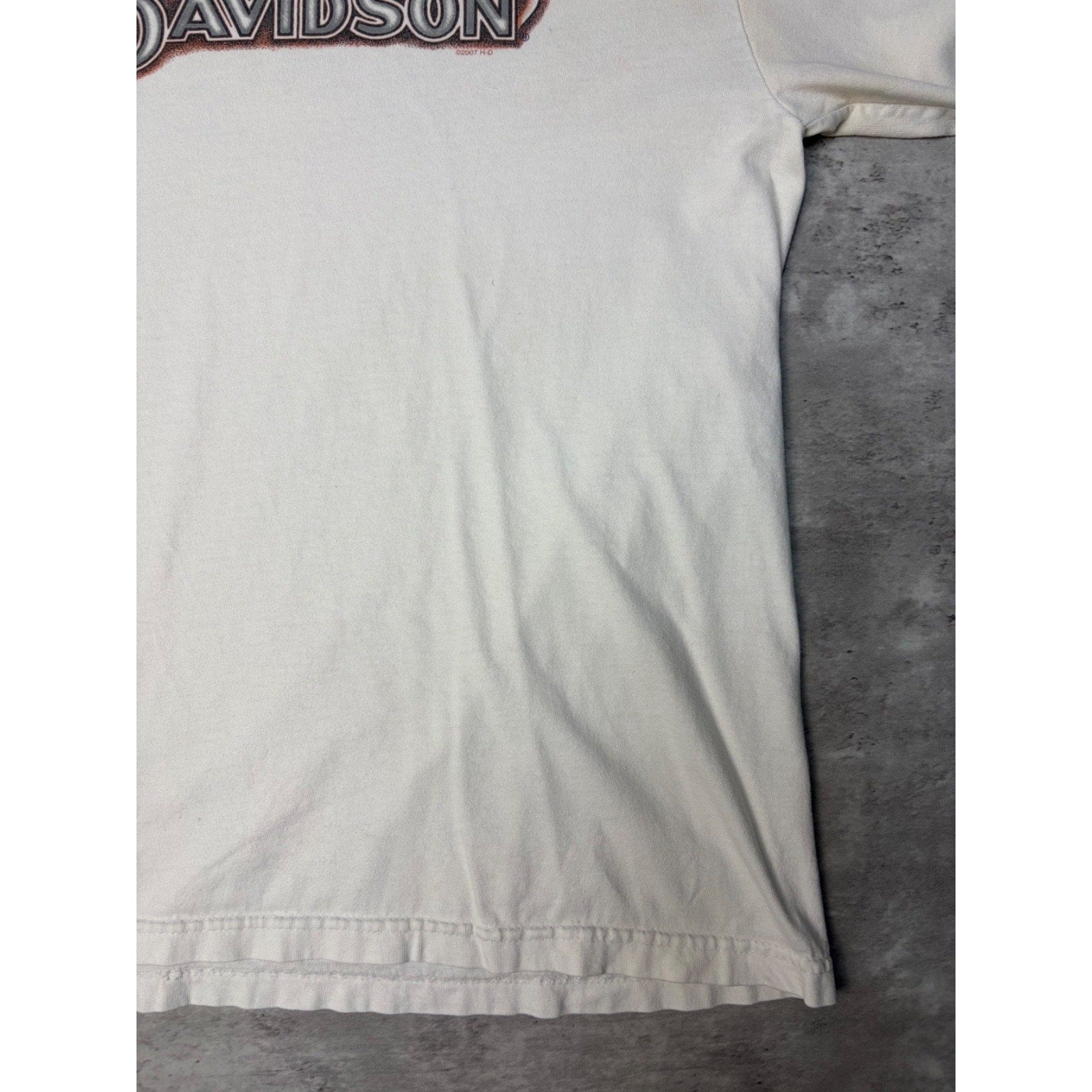 Vintage 2007 Harley Davidson Flame Graphic Spellout Long Sleeve T-Shirt Sz Large