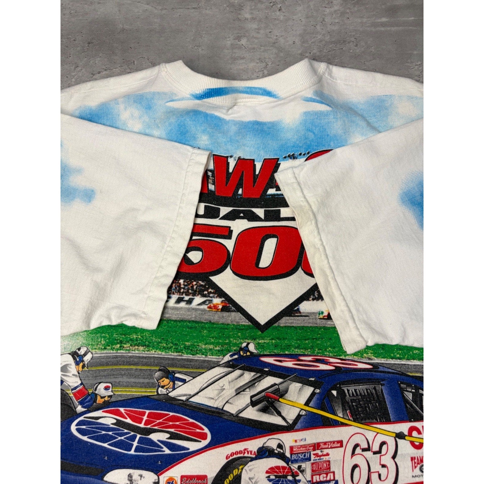 Vintage 1997 Nascar Winston Cup UAW-GM 500 All Over Print T-Shirt Size XL