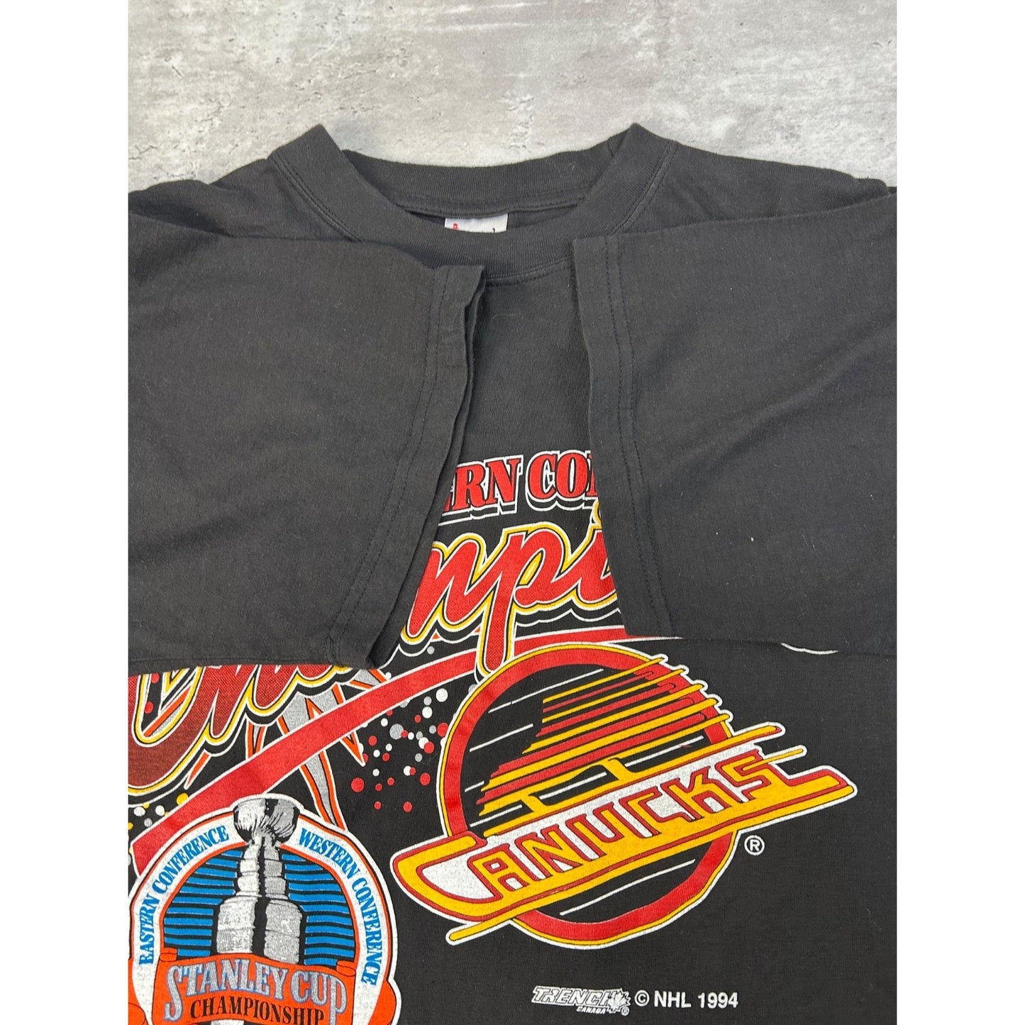 VTG 1994 Vancouver Canucks NHL Western Conference Champs T-Shirt Size Large