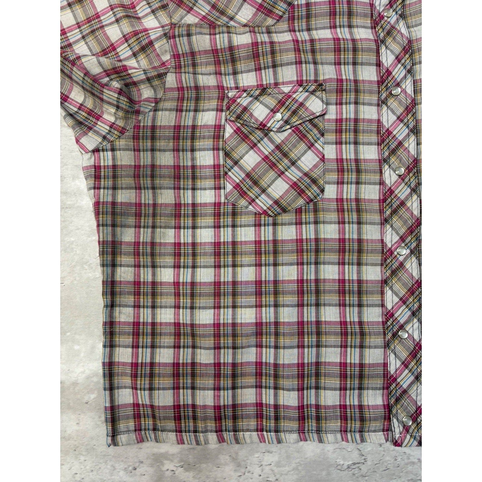 Vintage Wrangler Western Pearl Snap Plaid Cropped Button Up Shirt Size 2XL