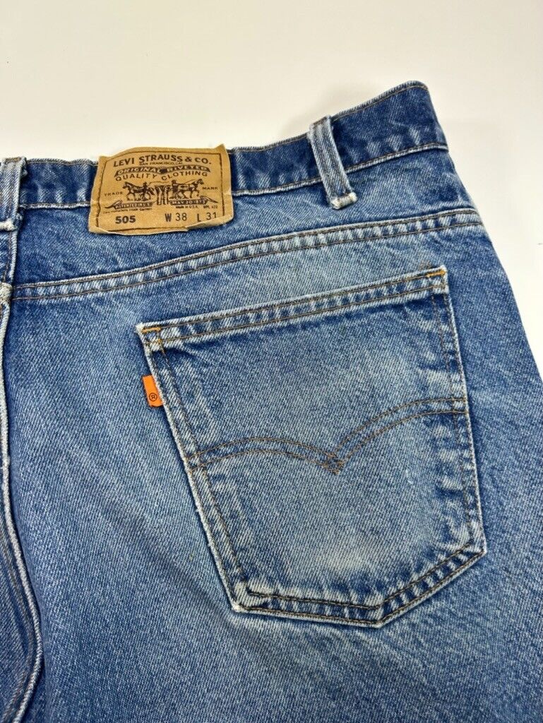 Vintage 80s/90s Levi's 505 Orange Tab Dark Wash Denim Pants Size 37