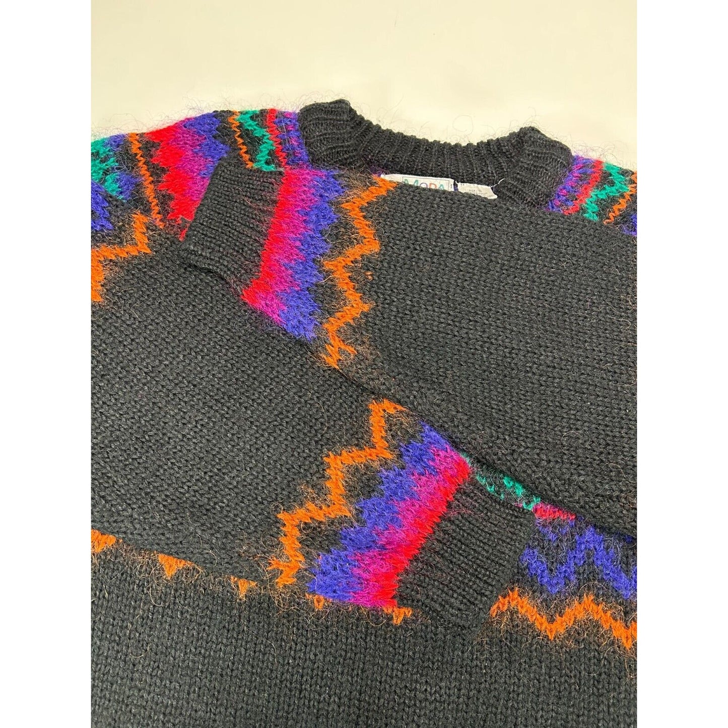 Vintage 90s Le Moda Abstract Pattern Hand Loomed Knit Sweater Size Small