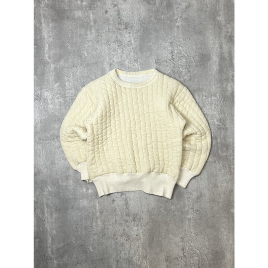 Vintage 1960s Quilted Thermals Lined Pullover Sweatshirt Size Small White