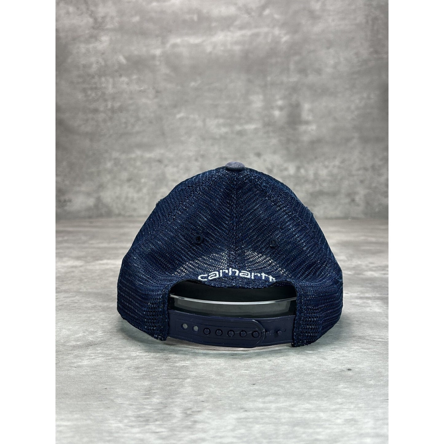 Carhartt Workwear Embroidered Patch Trucker Snapback Hat OSFA Navy Blue