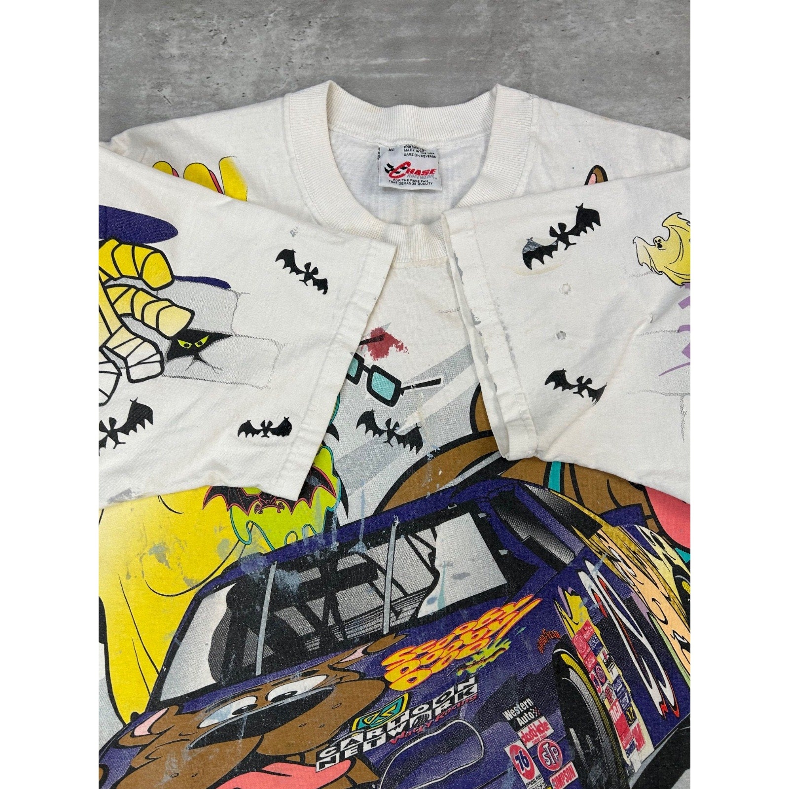 Vintage 1996 Scooby Doo Nascar Wacky Racing All Over Print T-Shirt Size XL