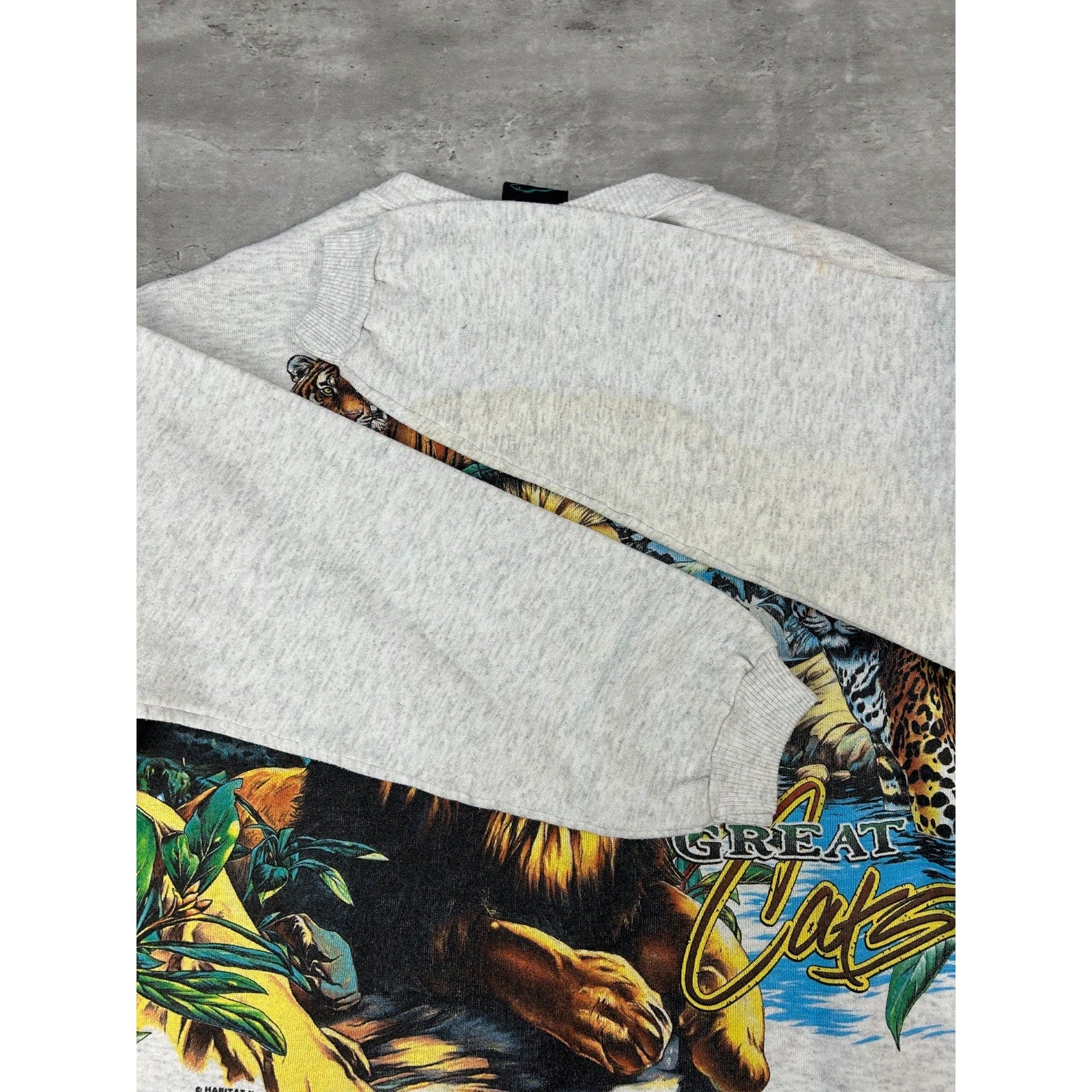 Vintage 90s Miami Metro Zoo Big Cats Nature Animal Graphic Sweatshirt Sz Medium