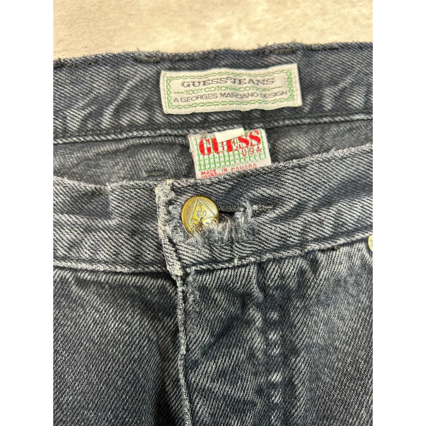 Vintage 90s Guess Jeans Baggy Fit Black Denim Pants Size 33