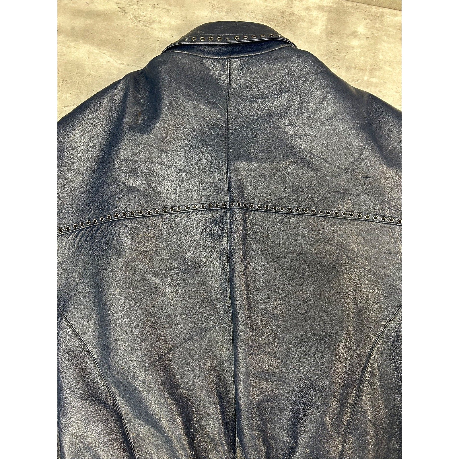 Vintage Pelle Pelle Riveted Full Zip Leather Bomber Jacket Size 2XL