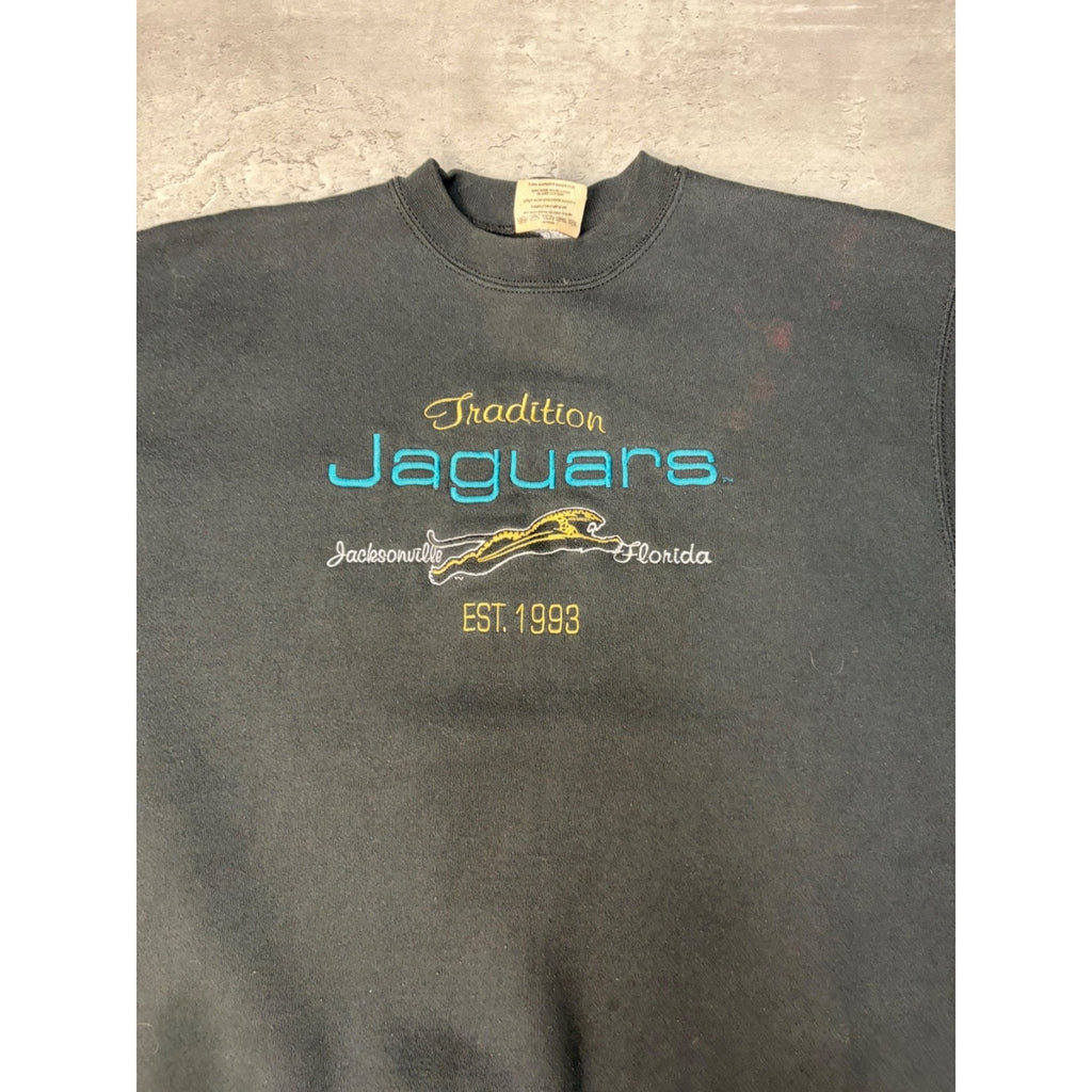Vintage 90s Jacksonville Jaguars NFL Embroidered Banned Logo Sweatshirt Sz Large