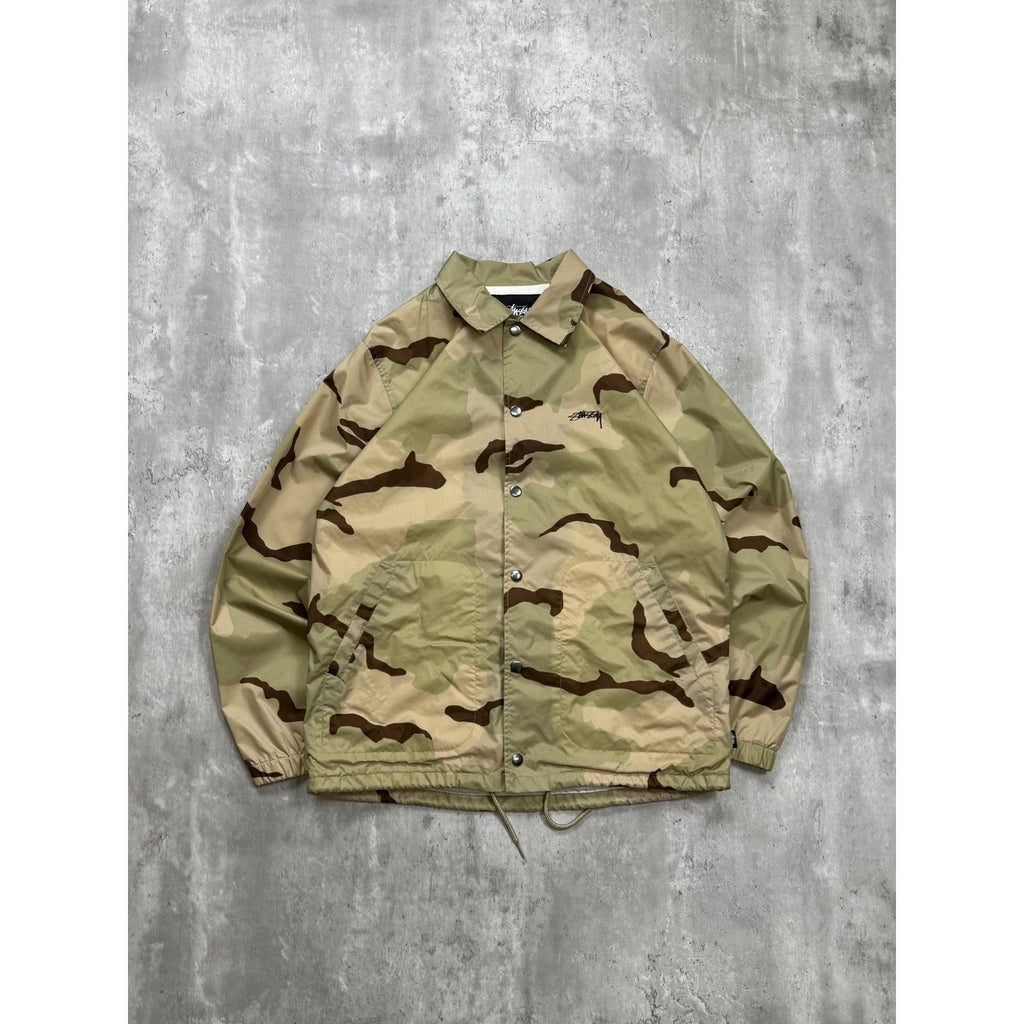 Vintage Stussy Desert Camo Graphic Spellout Coaches Jacket Size Small
