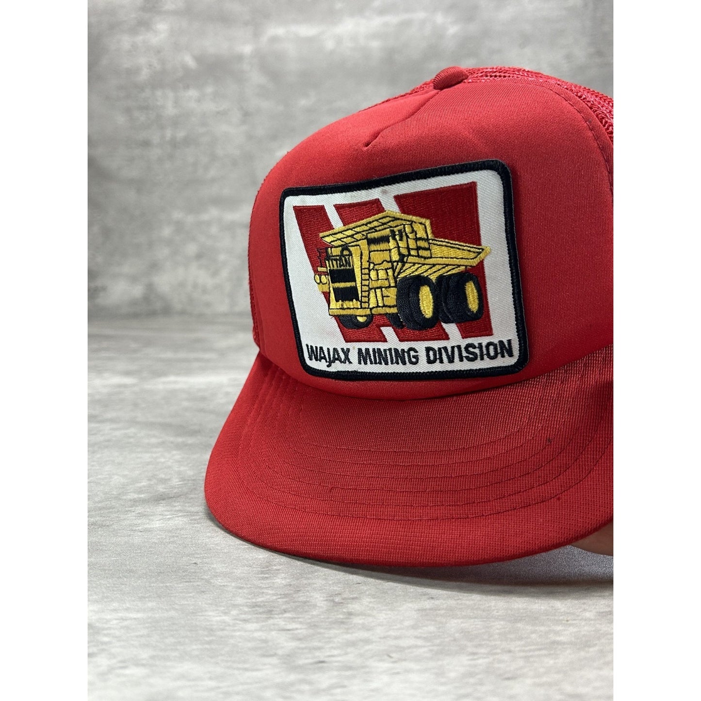 Vintage 80s Wajax Mining Division Embroidered Patch Trucker Snapback Hat OSFA