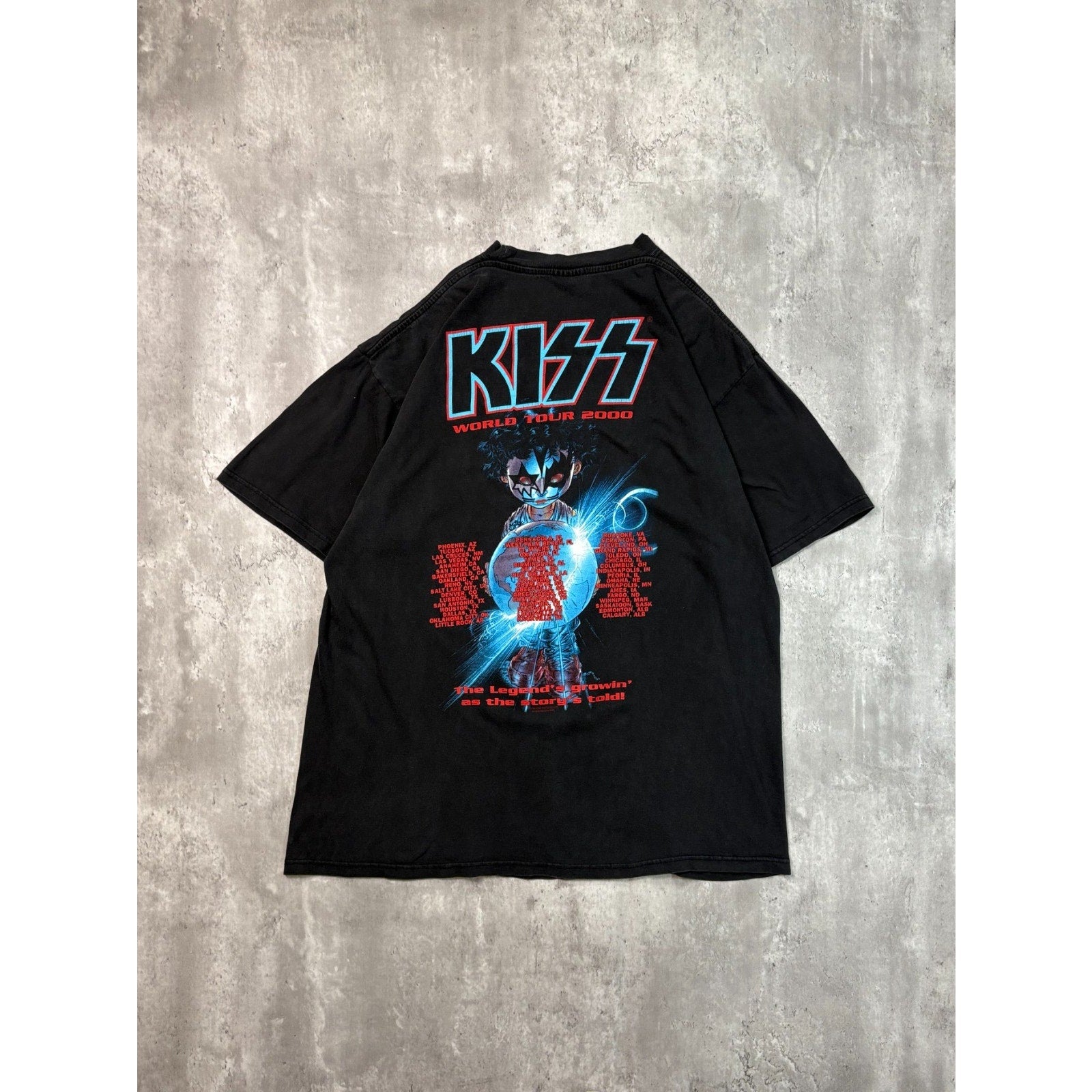Vintage 2000 Kiss The Farewell Tour Hard Rock Music Band T-Shirt Size 2XL