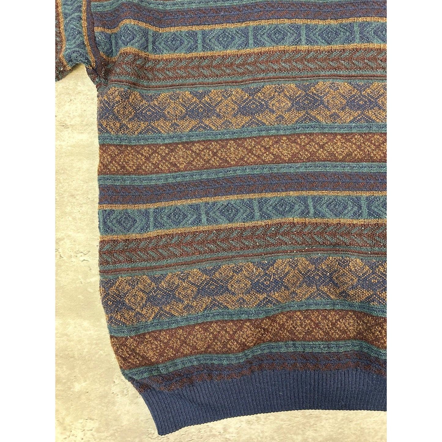 Vintage 90s Tosani Abstract Striped Knit Cardigan Sweater Size XL