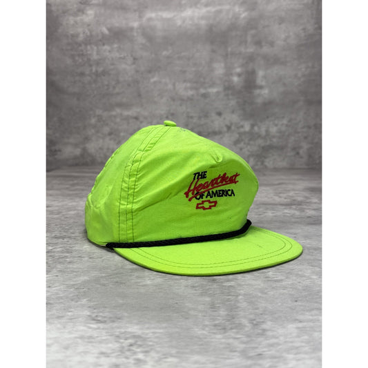 Vintage 80s Chevrolet The Heartbeat Of America Embroidered Snapback Hat OSFA
