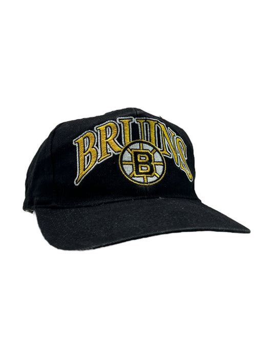 Vintage Boston Bruins NHL Starter Arc Spellout Embroidered Snapback Hat OSFA