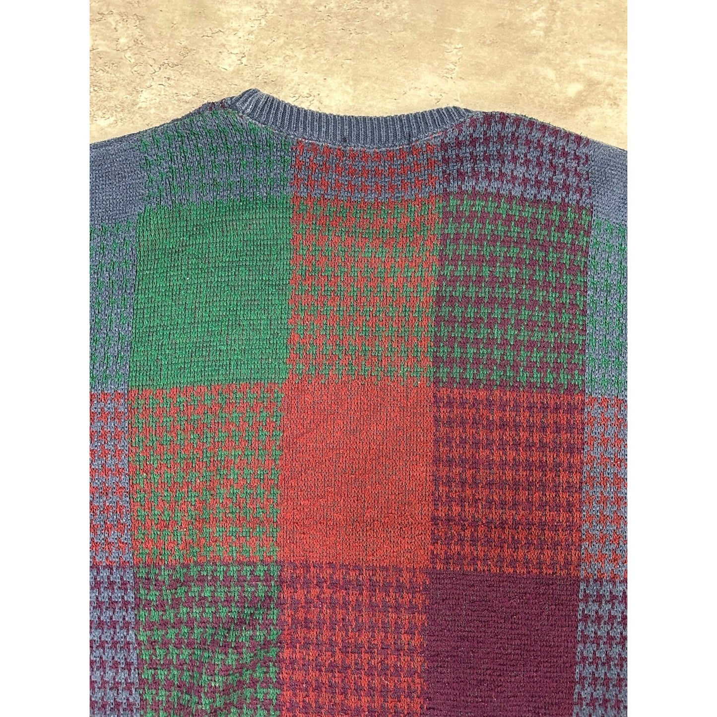 Vintage Enro Plaid Pattern Multicolour Knit Sweater Size LT