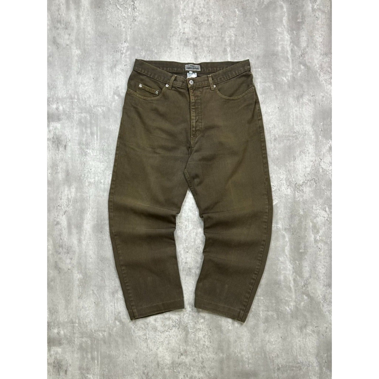 Vintage 90s Guess Jeans Baggy Fit Green Denim Pants Size 34