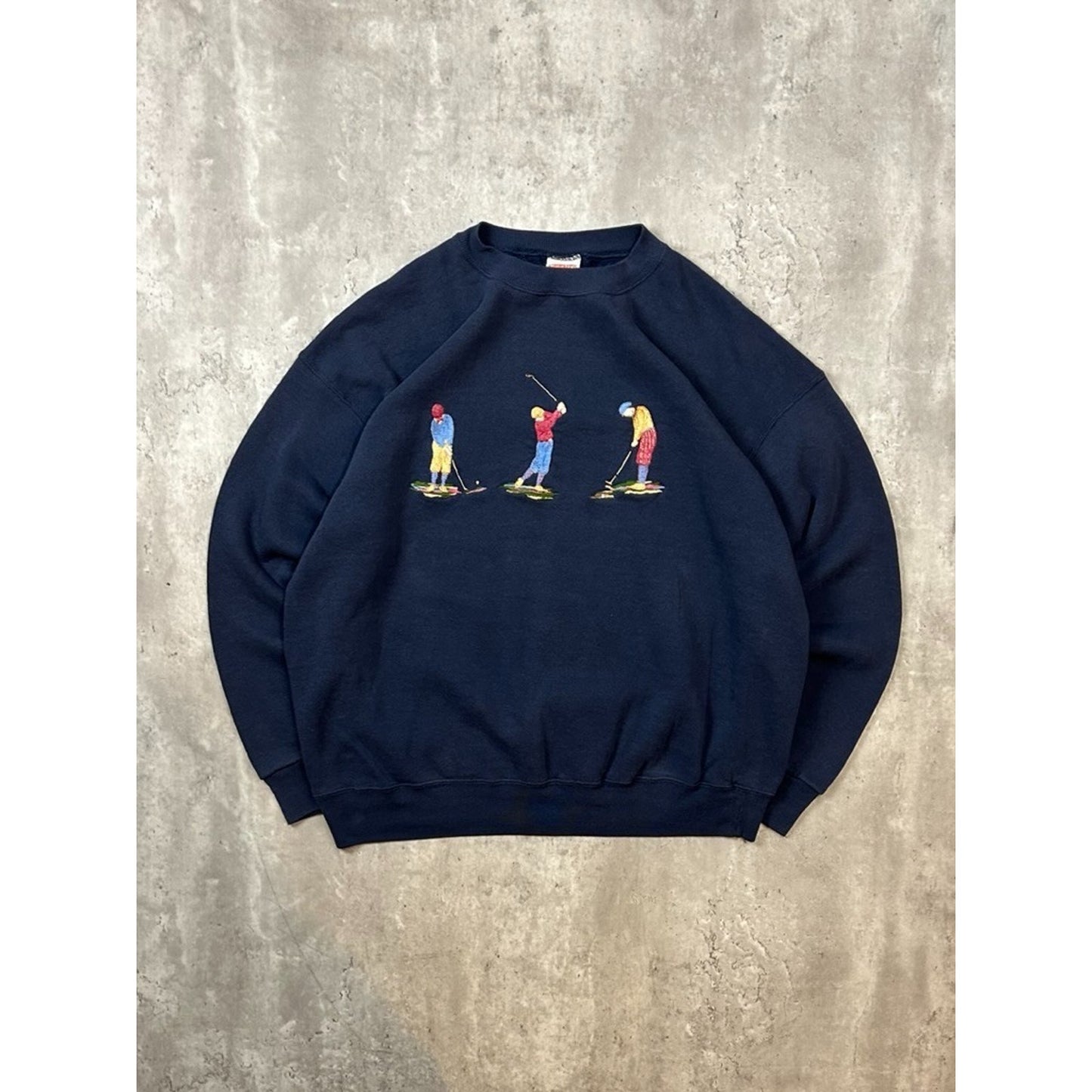Vintage 90s Embroidered Golfers Graphic Crewneck Sweatshirt Size XL