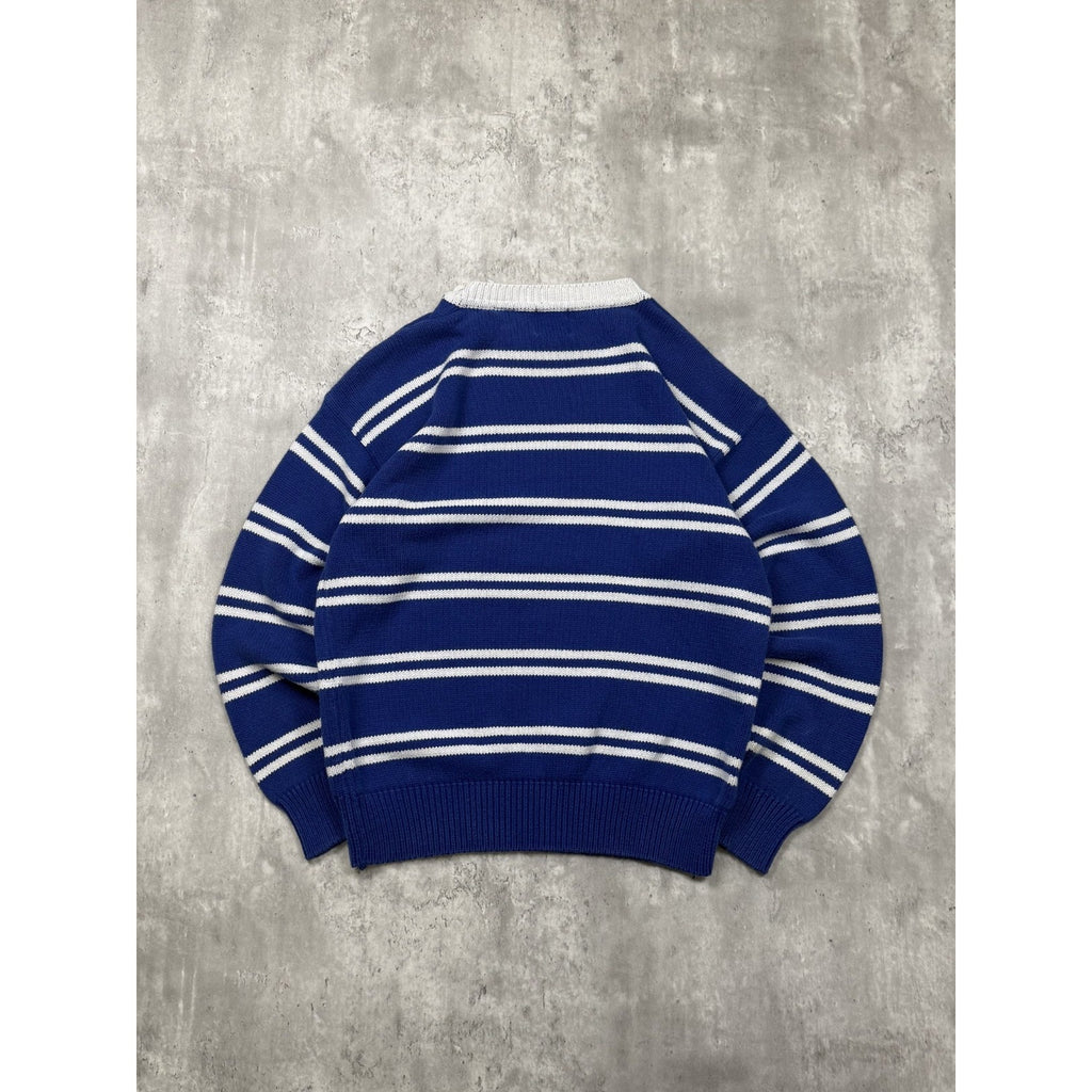 Vintage 90s Gap Striped Pattern Pullover Collar Button Knit Sweater Size Small