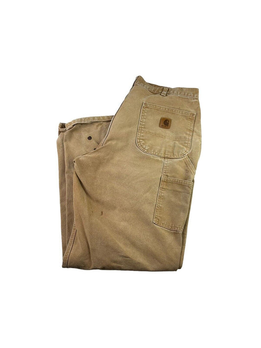 Vintage Carhartt Loose Fit Canvas Work Wear Carpenter Pants Size 34W B11BRN