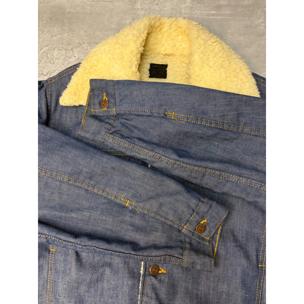 Vintage 70s/80s Sears Roebuck Sherpa Lined Denim Collared Jacket Size Medium
