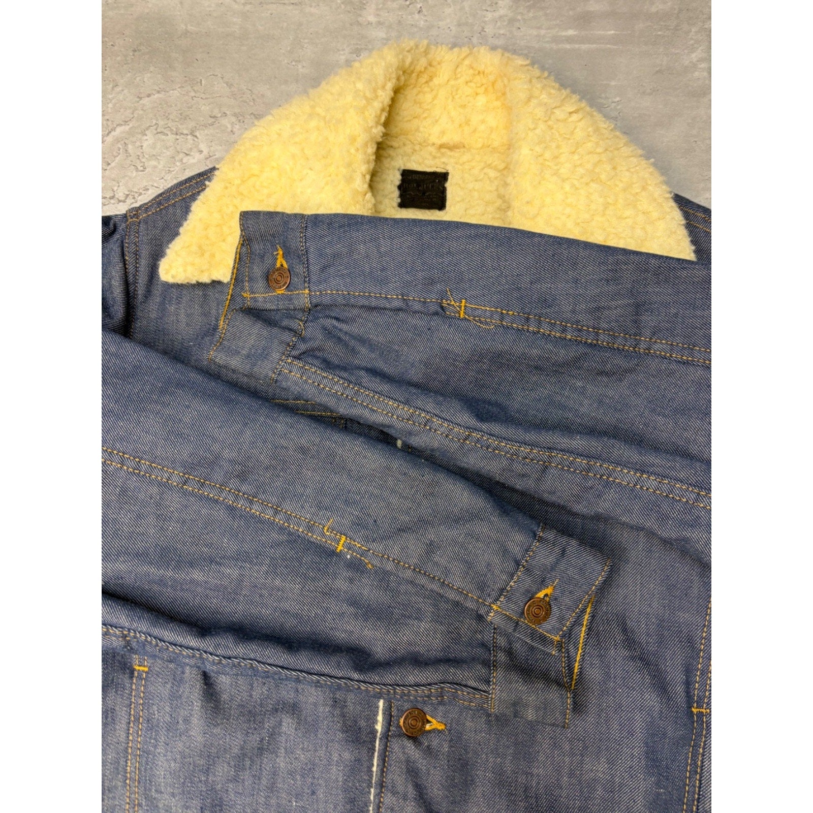 Vintage 70s/80s Sears Roebuck Sherpa Lined Denim Collared Jacket Size Medium