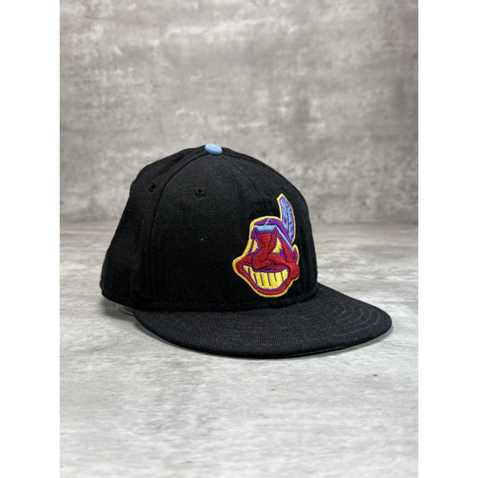 Cleveland Indians MLB Abstract Color Embroidered Logo Baseball Fitted Hat 7 3/8