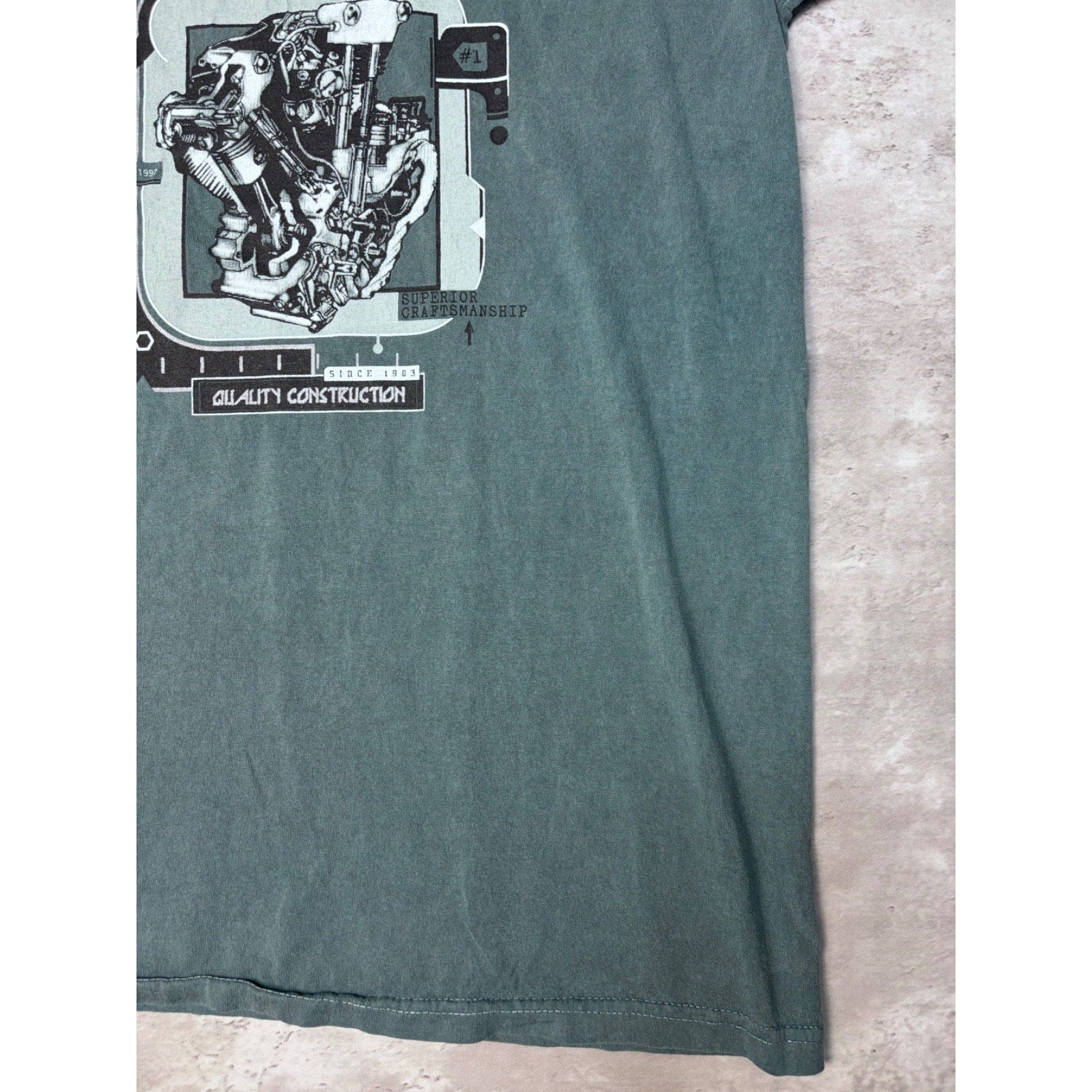 Vintage Harley Davidson Knucklehead Engine Graphic T-Shirt Size Large