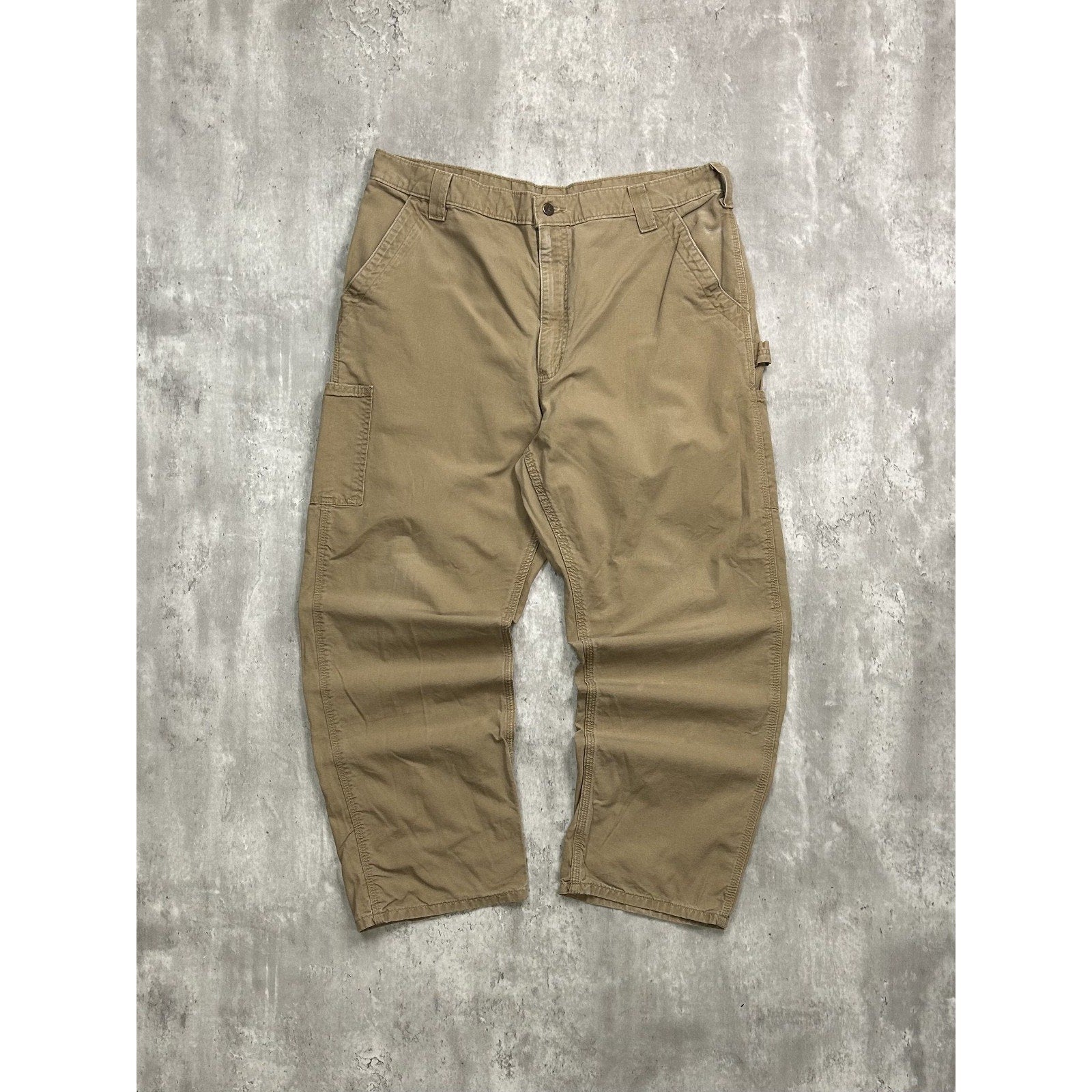 Vintage Carhartt Canvas Workwear Beige Carpenter Pants Size 38